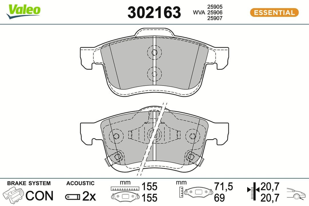 set placute frana,frana disc VALEO 302163