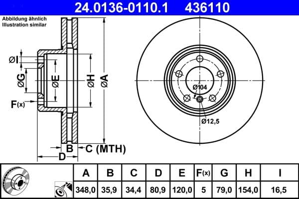 Disc frana ATE 24.0136-0110.1