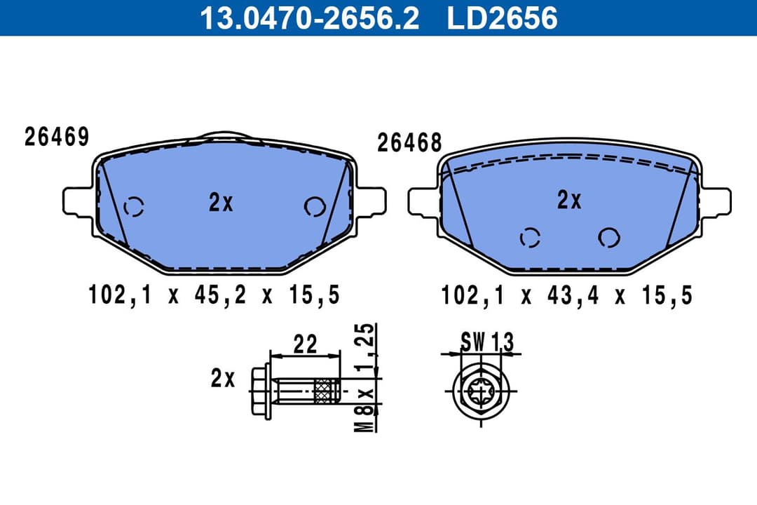 set placute frana,frana disc ATE Ceramic 13.0470-2656.2