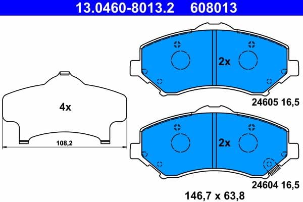 set placute frana,frana disc ATE 13.0460-8013.2