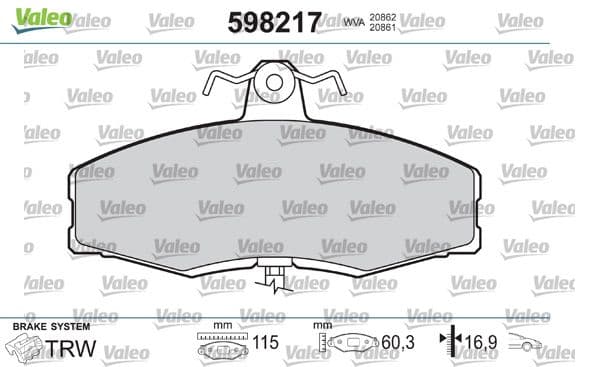 set placute frana,frana disc VALEO 598217