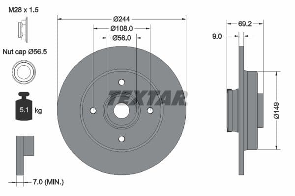 Disc frana TEXTAR PRO 92305403