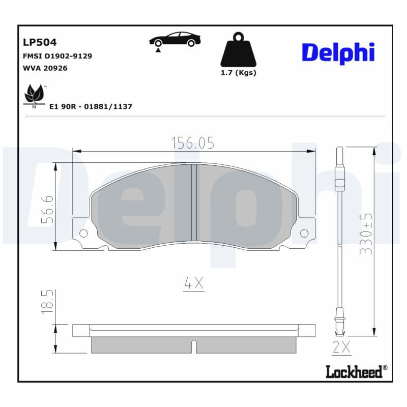 set placute frana,frana disc DELPHI LP504