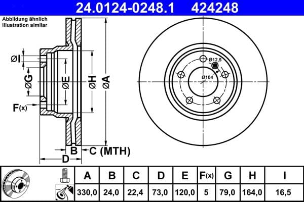 Disc frana ATE 24.0124-0248.1