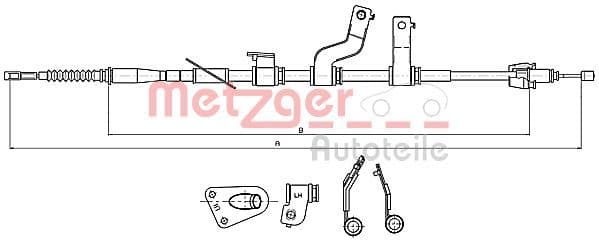 Cablu, frana de parcare METZGER 17.2579