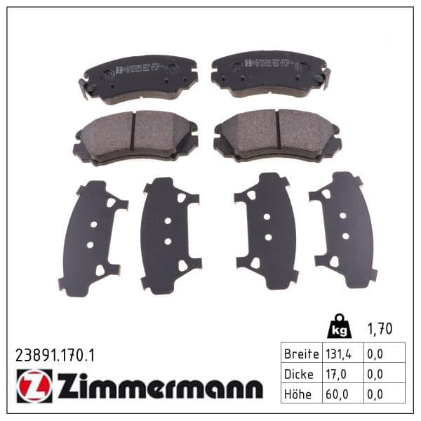 set placute frana,frana disc ZIMMERMANN 23891.170.1