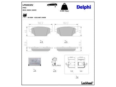 set placute frana,frana disc DELPHI LP5093EV