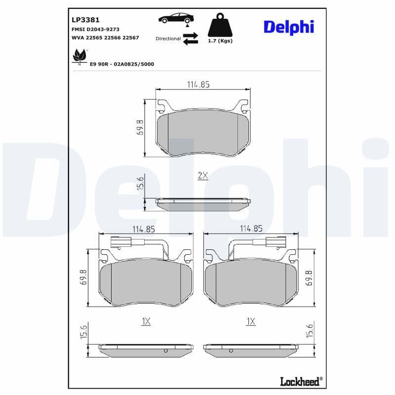 set placute frana,frana disc DELPHI LP3381