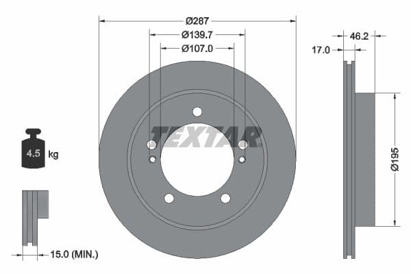 Disc frana TEXTAR 92076400