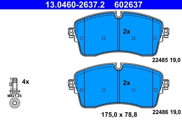 set placute frana,frana disc ATE 13.0460-2637.2