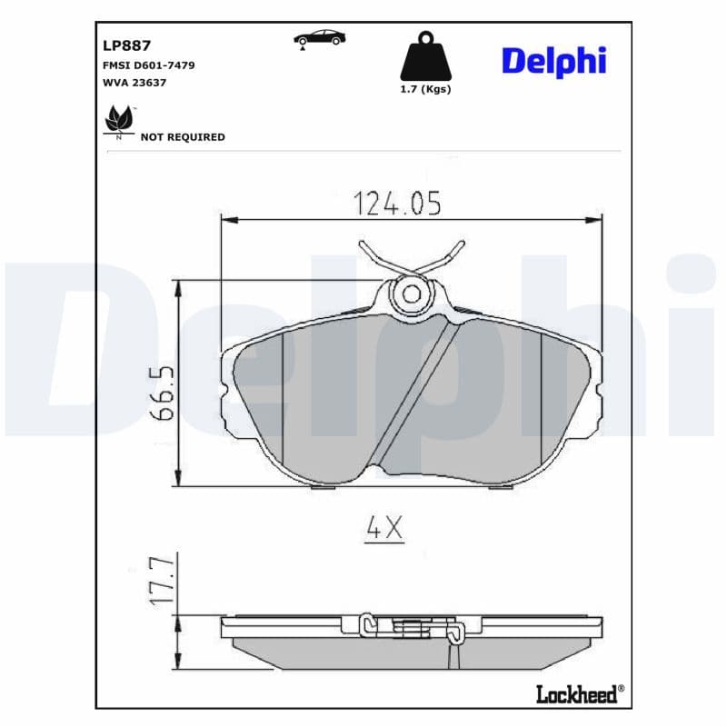 set placute frana,frana disc DELPHI LP887