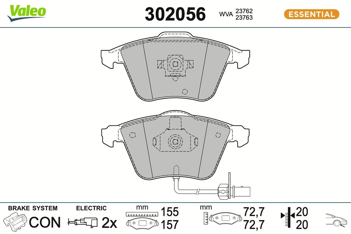 set placute frana,frana disc VALEO ESSENTIAL 302056