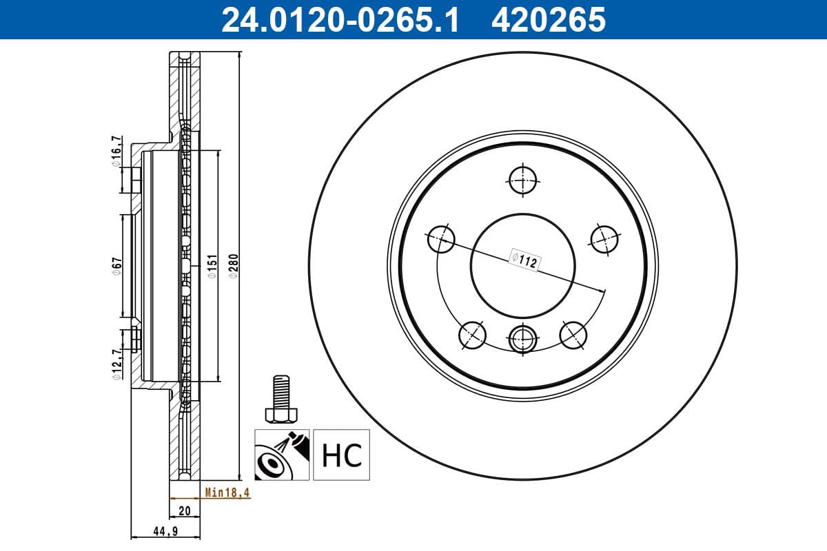 Disc frana ATE 24.0120-0265.1