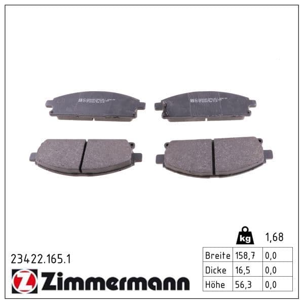 set placute frana,frana disc ZIMMERMANN 23422.165.1