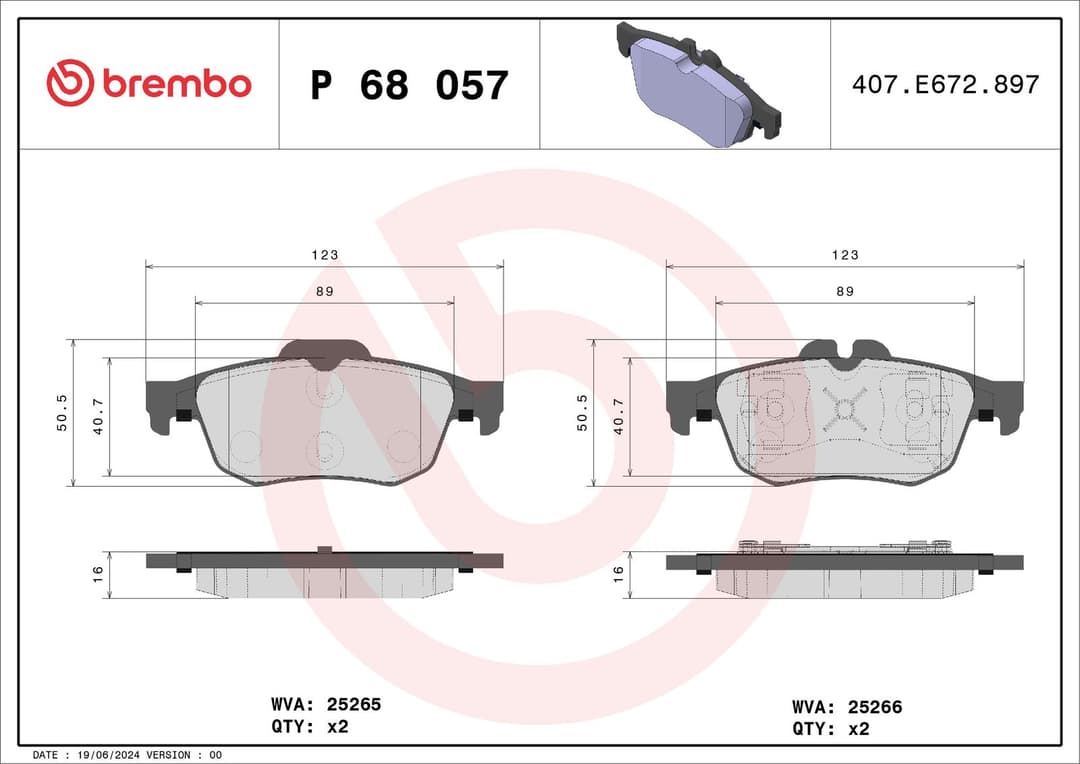 set placute frana,frana disc BREMBO PRIME LINE P 68 057