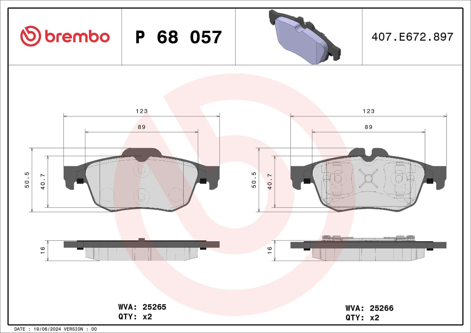 set placute frana,frana disc BREMBO PRIME LINE P 68 057