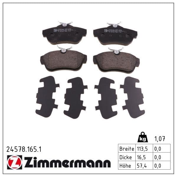 set placute frana,frana disc ZIMMERMANN 24578.165.1