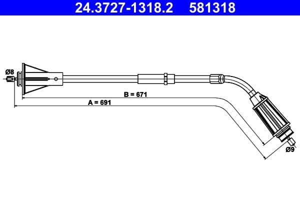Cablu, frana de parcare ATE 24.3727-1318.2