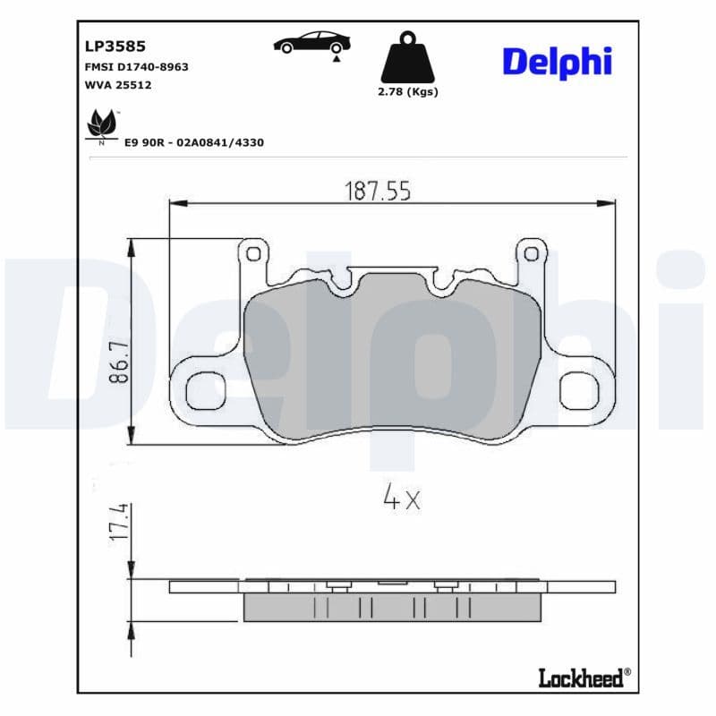 set placute frana,frana disc DELPHI LP3585