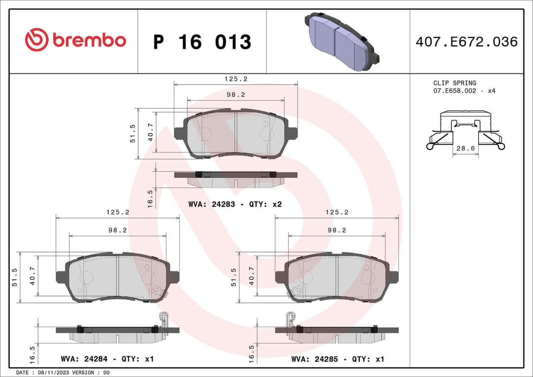set placute frana,frana disc BREMBO XTRA LINE P 16 013X