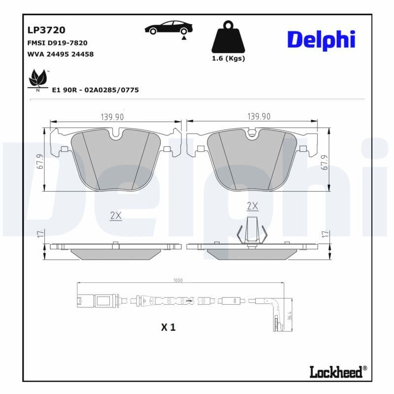set placute frana,frana disc DELPHI LP3720