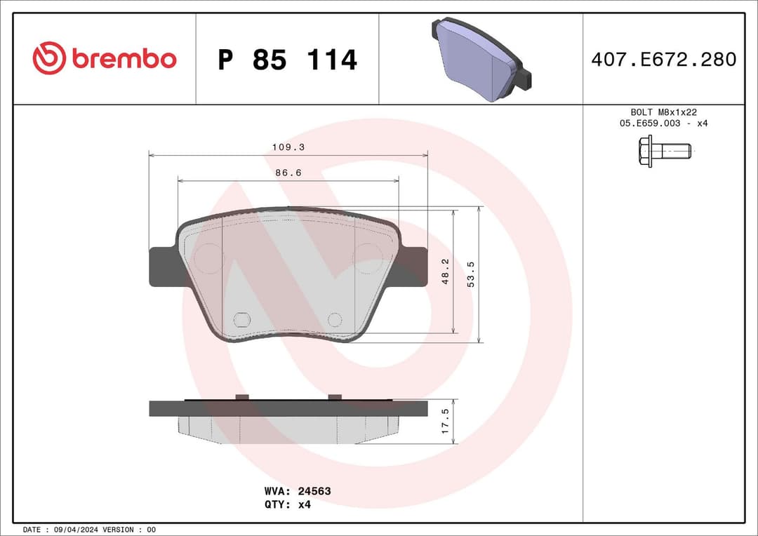set placute frana,frana disc BREMBO PRIME LINE P 85 114