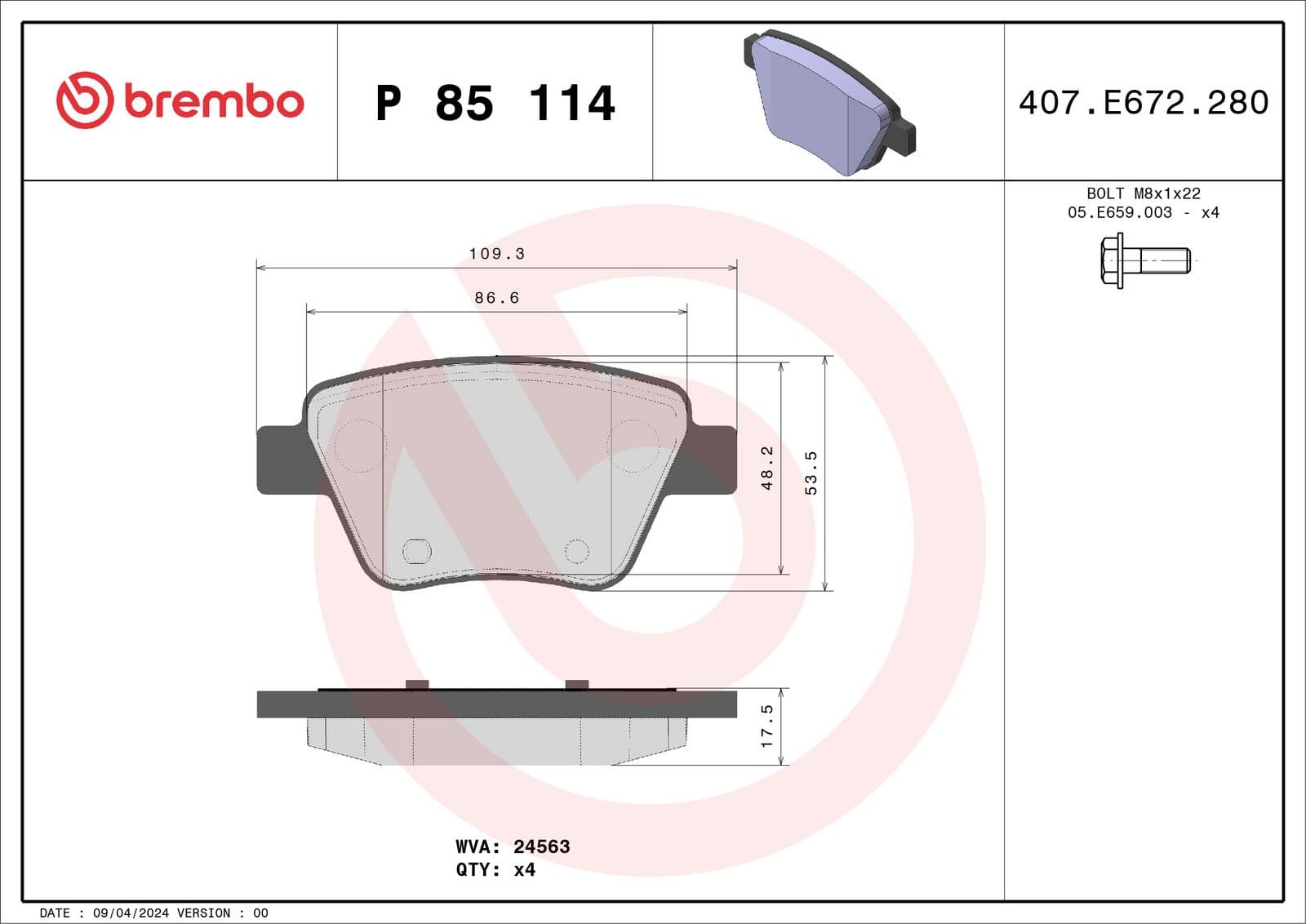 set placute frana,frana disc BREMBO PRIME LINE P 85 114