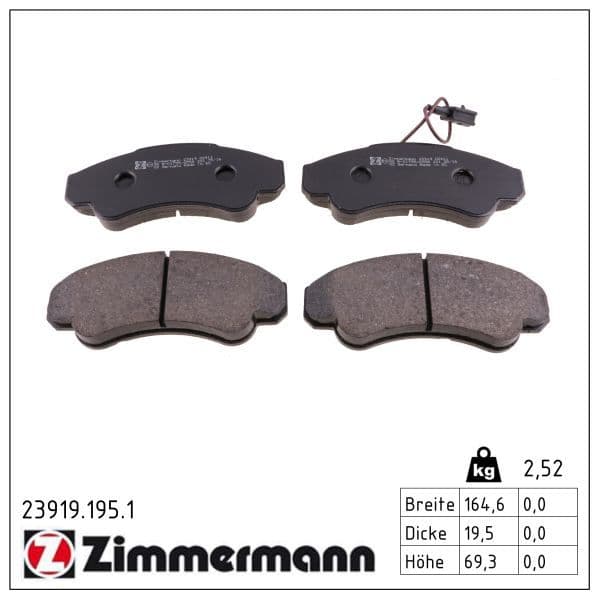 set placute frana,frana disc ZIMMERMANN 23919.195.1
