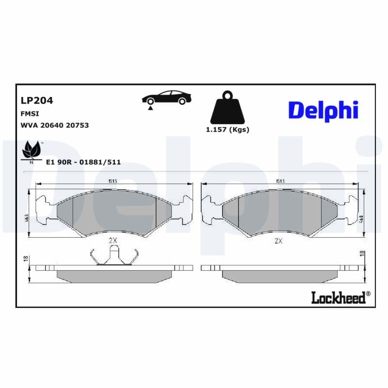 set placute frana,frana disc DELPHI LP204