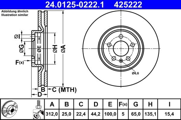 Disc frana ATE 24.0125-0222.1