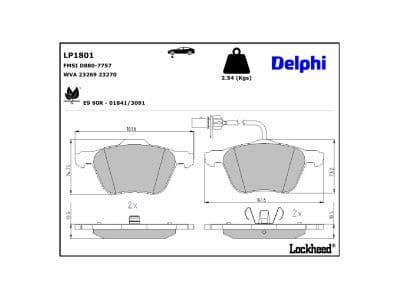 set placute frana,frana disc DELPHI LP1801