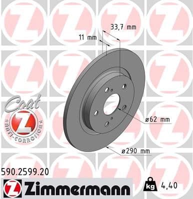 Disc frana ZIMMERMANN 590.2599.20