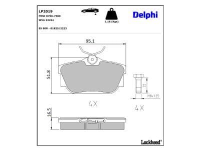 set placute frana,frana disc DELPHI LP2019