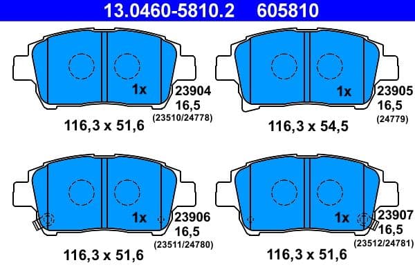 set placute frana,frana disc ATE 13.0460-5810.2