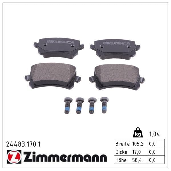 set placute frana,frana disc ZIMMERMANN 24483.170.1