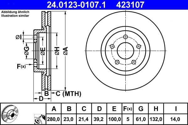 Disc frana ATE 24.0123-0107.1