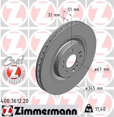 Disc frana ZIMMERMANN 400.3612.20