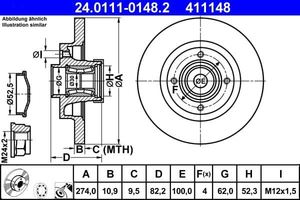 Disc frana ATE 24.0111-0148.2