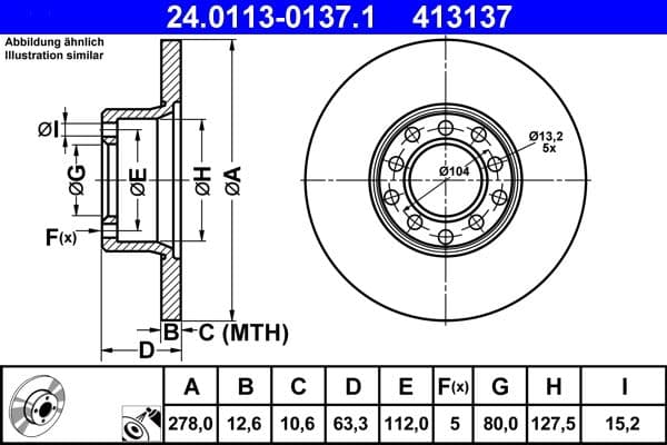 Disc frana ATE 24.0113-0137.1