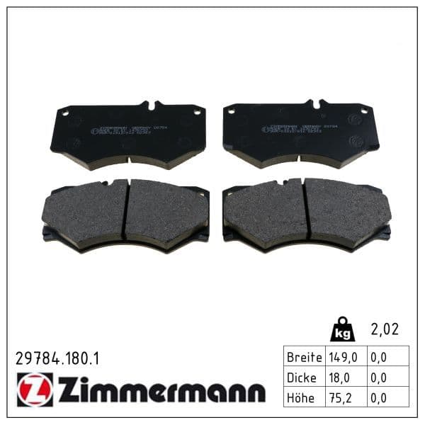 set placute frana,frana disc ZIMMERMANN 29784.180.1