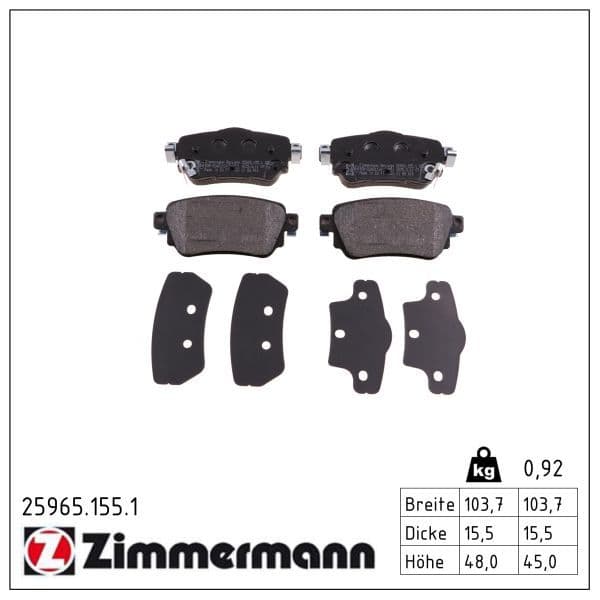 set placute frana,frana disc ZIMMERMANN 25965.155.1