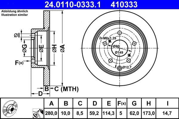 Disc frana ATE 24.0110-0333.1