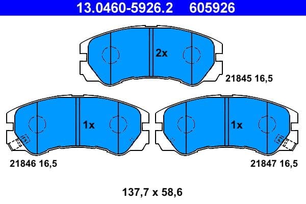 set placute frana,frana disc ATE 13.0460-5926.2