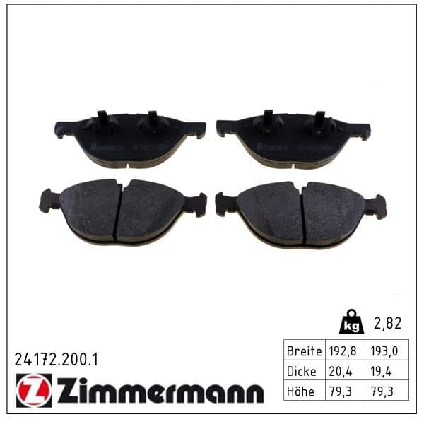 set placute frana,frana disc ZIMMERMANN 24172.200.1