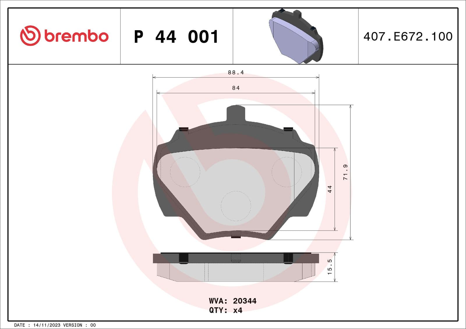 set placute frana,frana disc BREMBO PRIME LINE P 44 001
