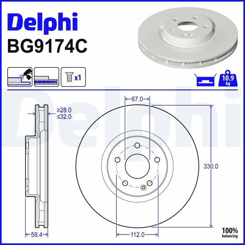 Disc frana DELPHI BG9174C