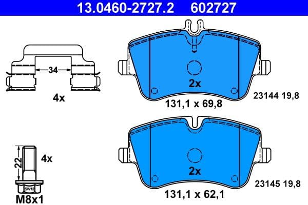 set placute frana,frana disc ATE 13.0460-2727.2