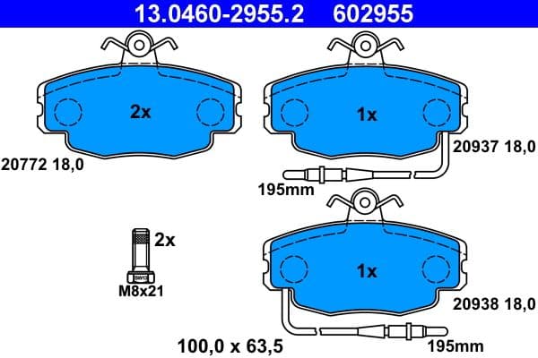 set placute frana,frana disc ATE 13.0460-2955.2