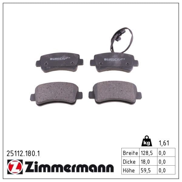 set placute frana,frana disc ZIMMERMANN 25112.180.1