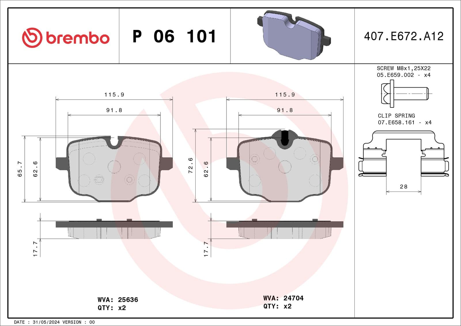 set placute frana,frana disc BREMBO PRIME LINE P 06 101